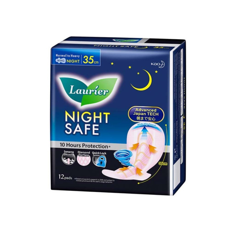 Laurier Sanitary Napkin  Night Safe Wing-35 cm-12 pad