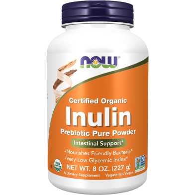 Now Certified Organic Inulin, Pure Powder (227g)
