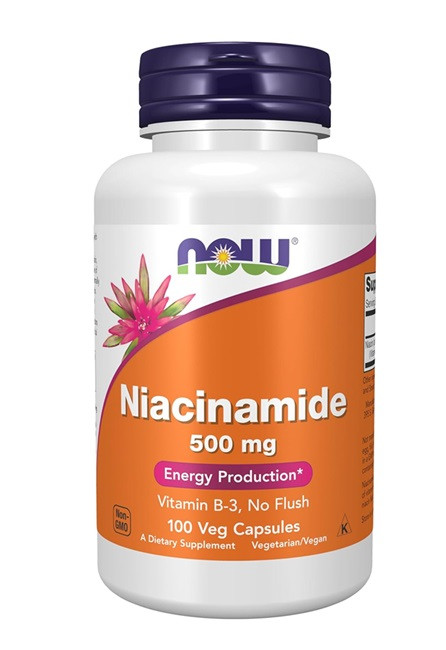 NOW Supplements, Niacinamide (Vitamin B-3) 500 mg, Energy Production*, 100 Veg Capsules