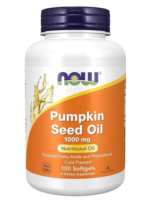 NOW Supplements, Pumpkin Seed Oil 1000 mg with Essential Fatty Acids and Phytosterols, Cold Pressed, 100 Softgels