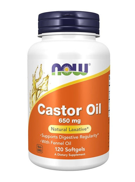 Now Castor Oil 650mg Natural Laxative 120 Capsules