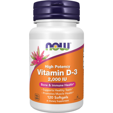 Now Vitamin D-3 2000 IU 120 Capsules