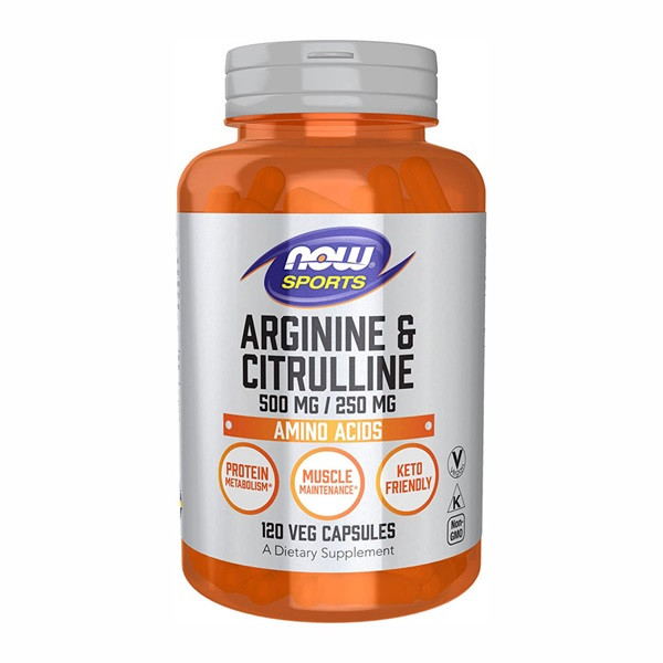NOW Sports Nutrition, Arginine & Citrulline 500 mg/ 250 mg, Amino Acids, 120 Veg Capsules